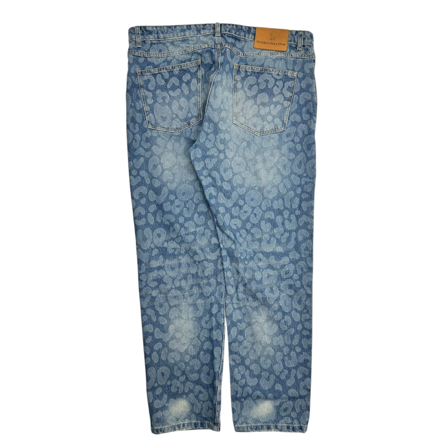 OVO Leopard Washed Print Denim Jeans