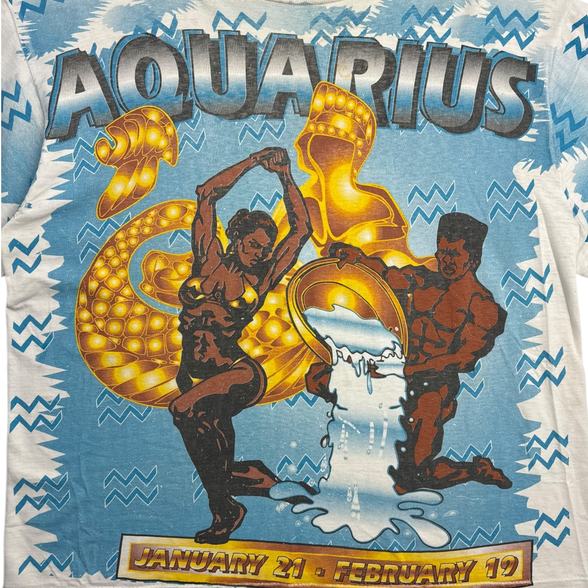 Vintage Aquarius All Over Print Zodiac Sign T-Shirt