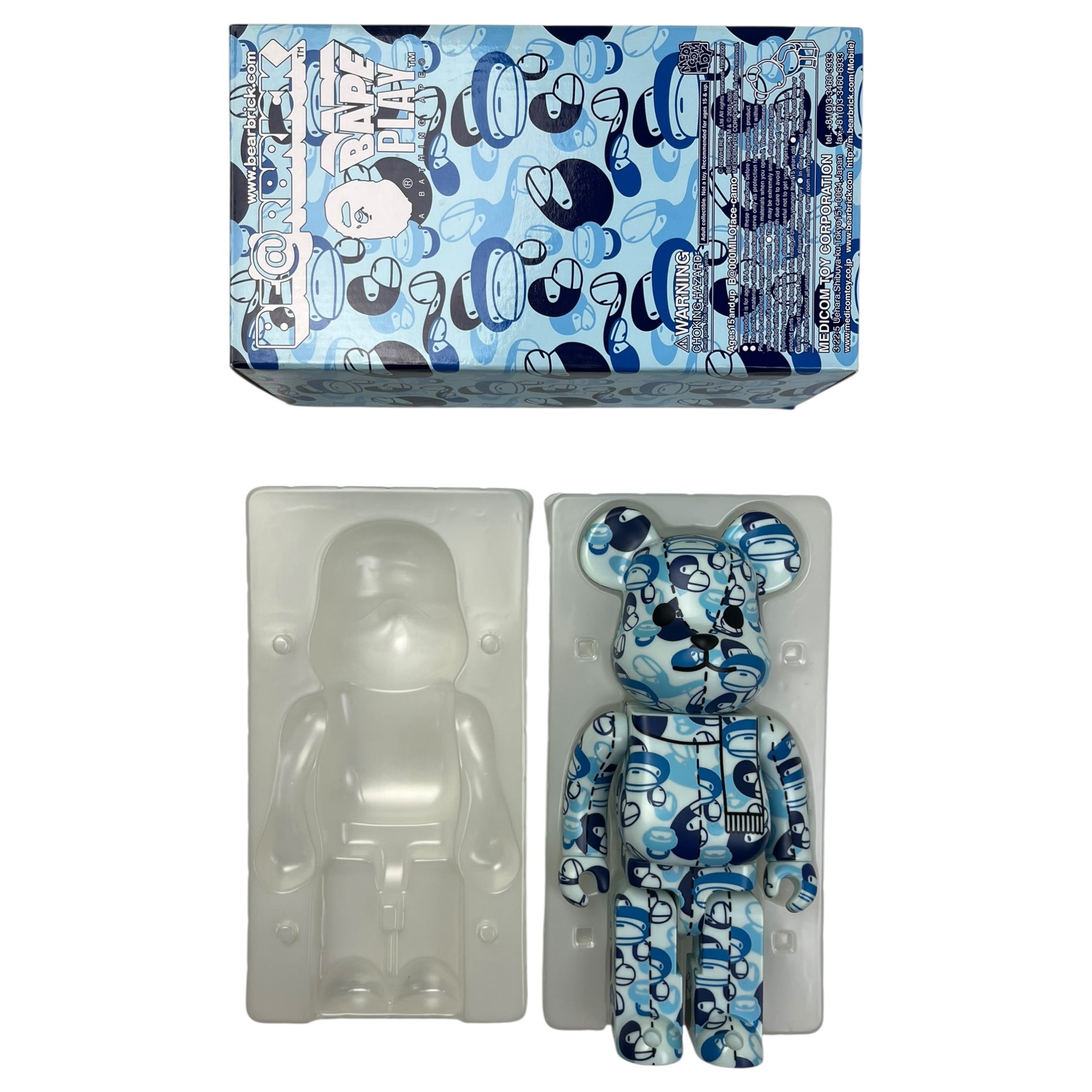 BAPE x Bear Brick Baby Milo Camo 400% Blue