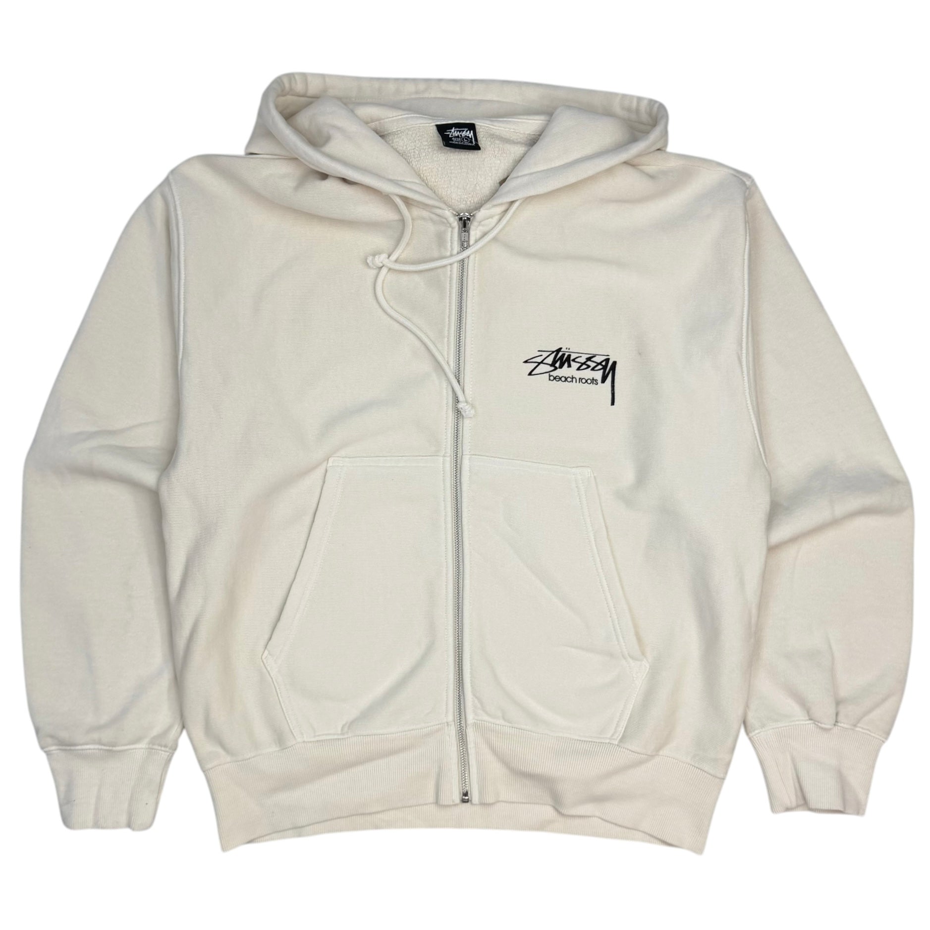 Stussy Beach Roots Garment Dyed Zip Up Bone