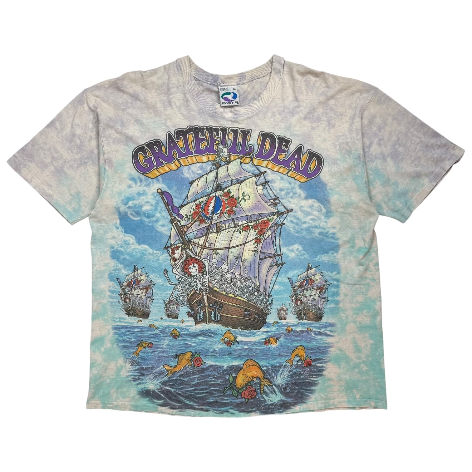 1993 Liquid Blue Grateful Dead Ship Of Fools Tee White