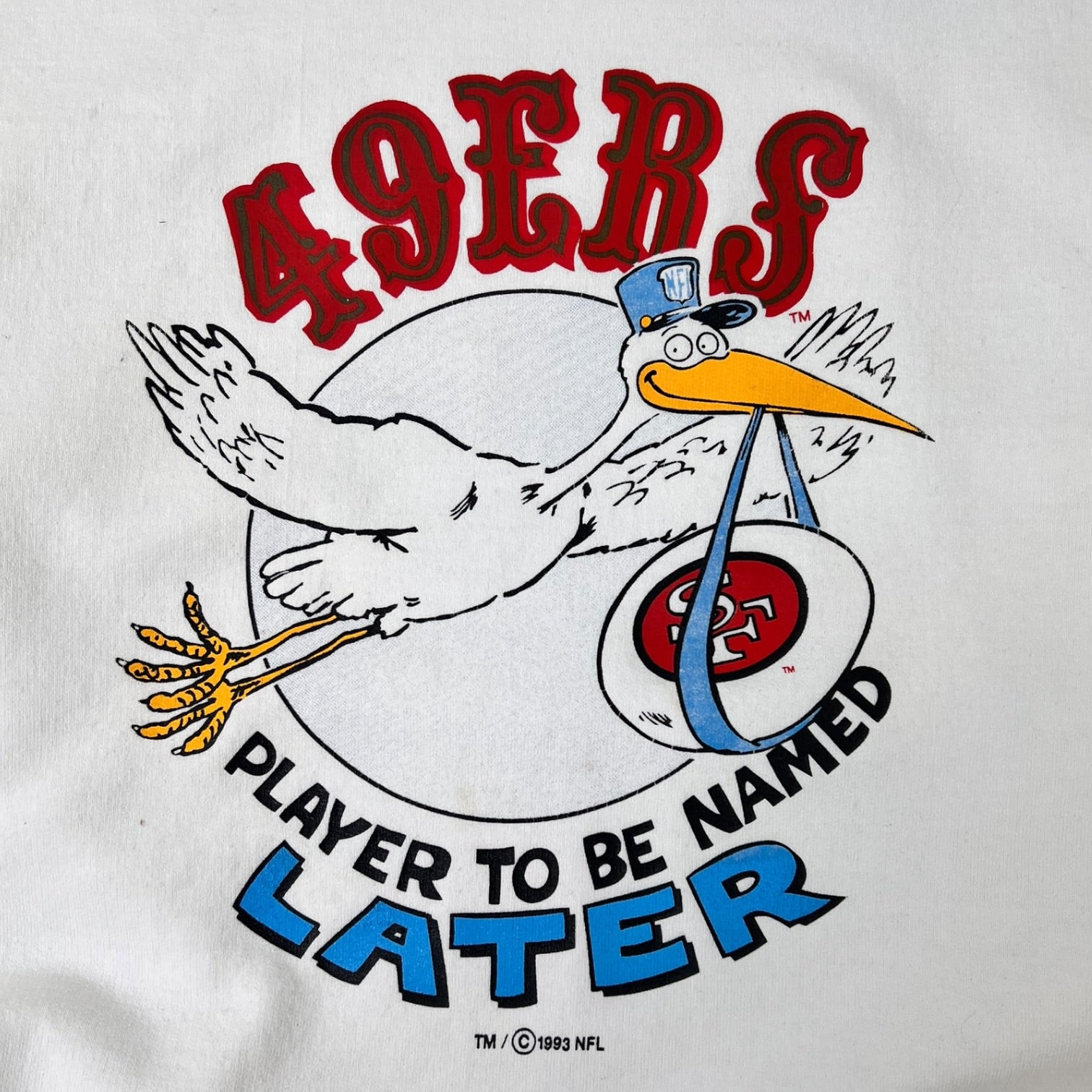 Vintage San Francisco 49ers Stork "Player To Be Named Later" Graphic Crewneck