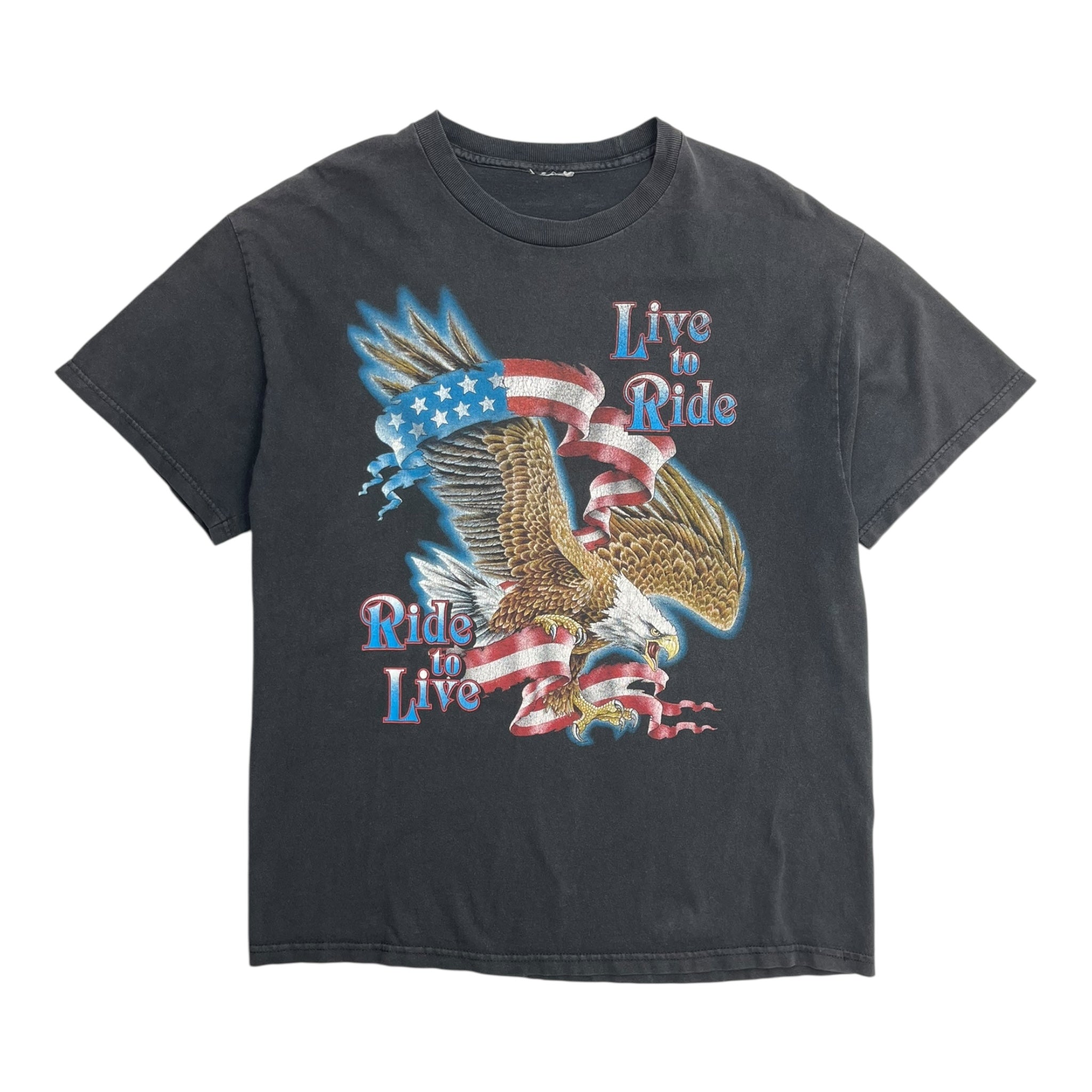 Vintage "Live To Ride" Eagle Biker T-Shirt