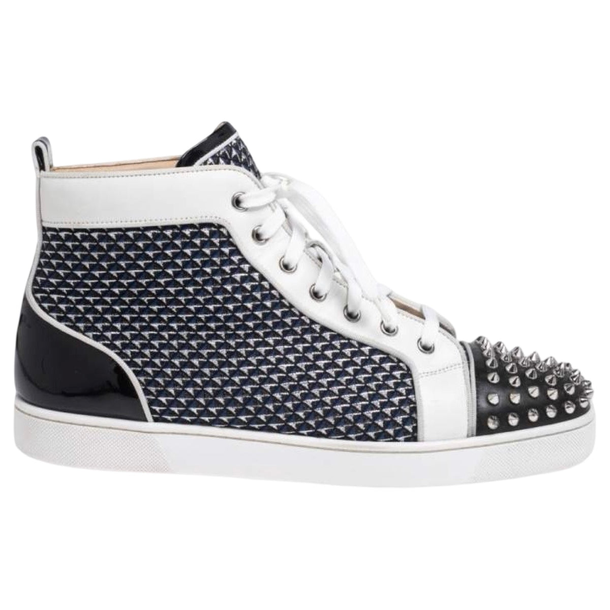 Christian Louboutin Lou Spikes High Top Sneakers Navy/White (Used)