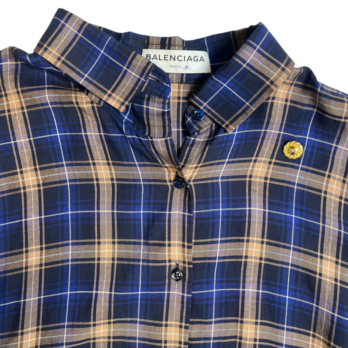 Balenciaga Asymmetrical Flannel Navy