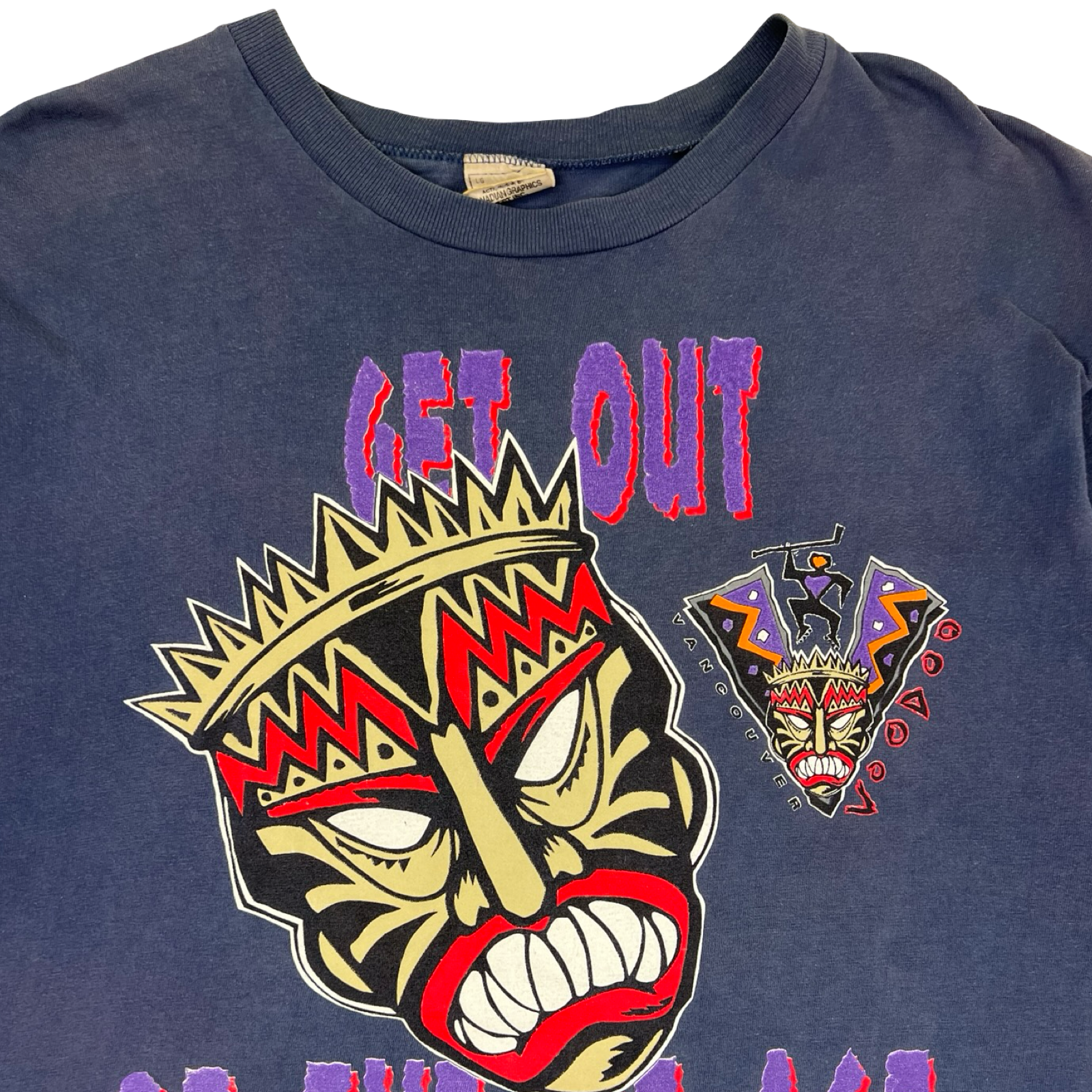 Vintage 90’s Vancouver VooDoo Roller Hockey Team T-Shirt Faded Purple