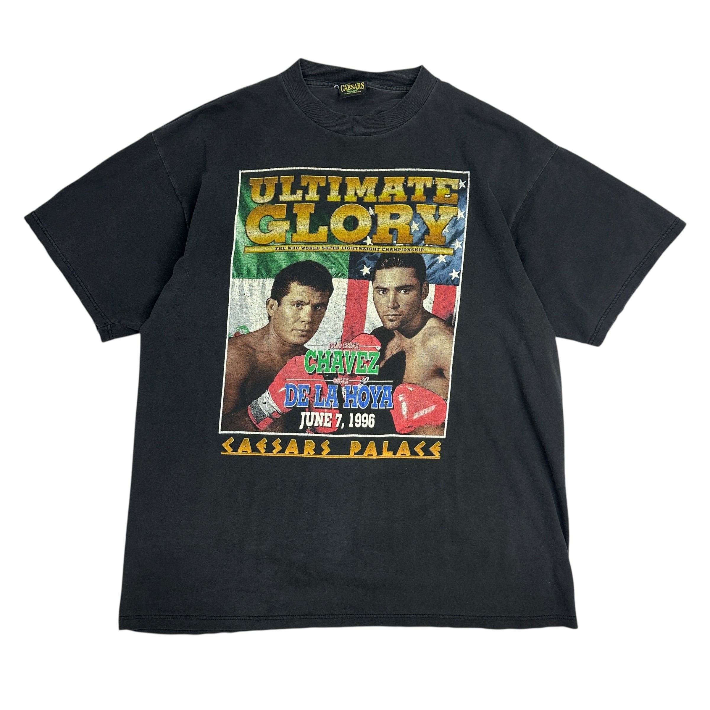 1996 Cesars Palace Ultimate Glory Chavez VS De La Hoya Tee Black