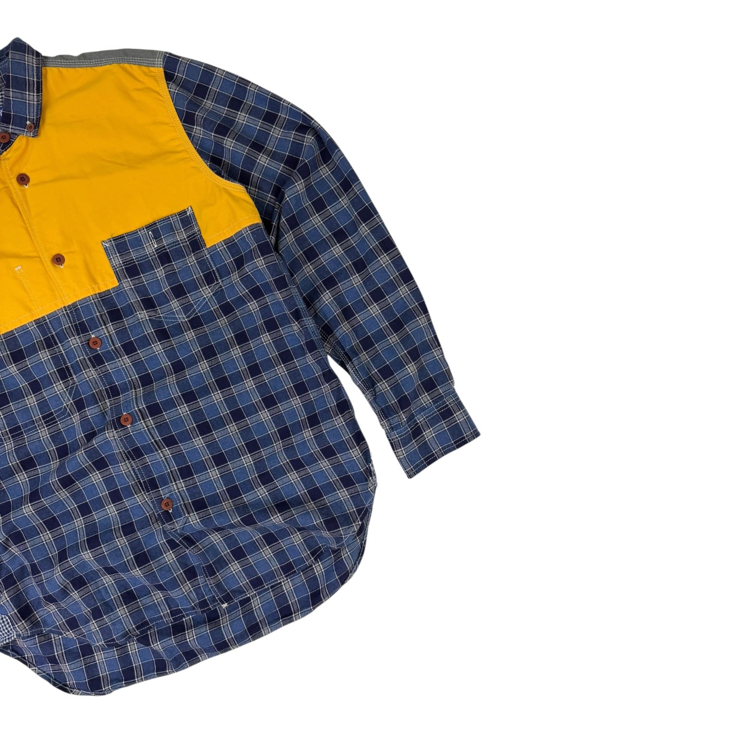 Comme des Garçons Junya Watanabe Man Patchwork Button-Up Blue/Yellow