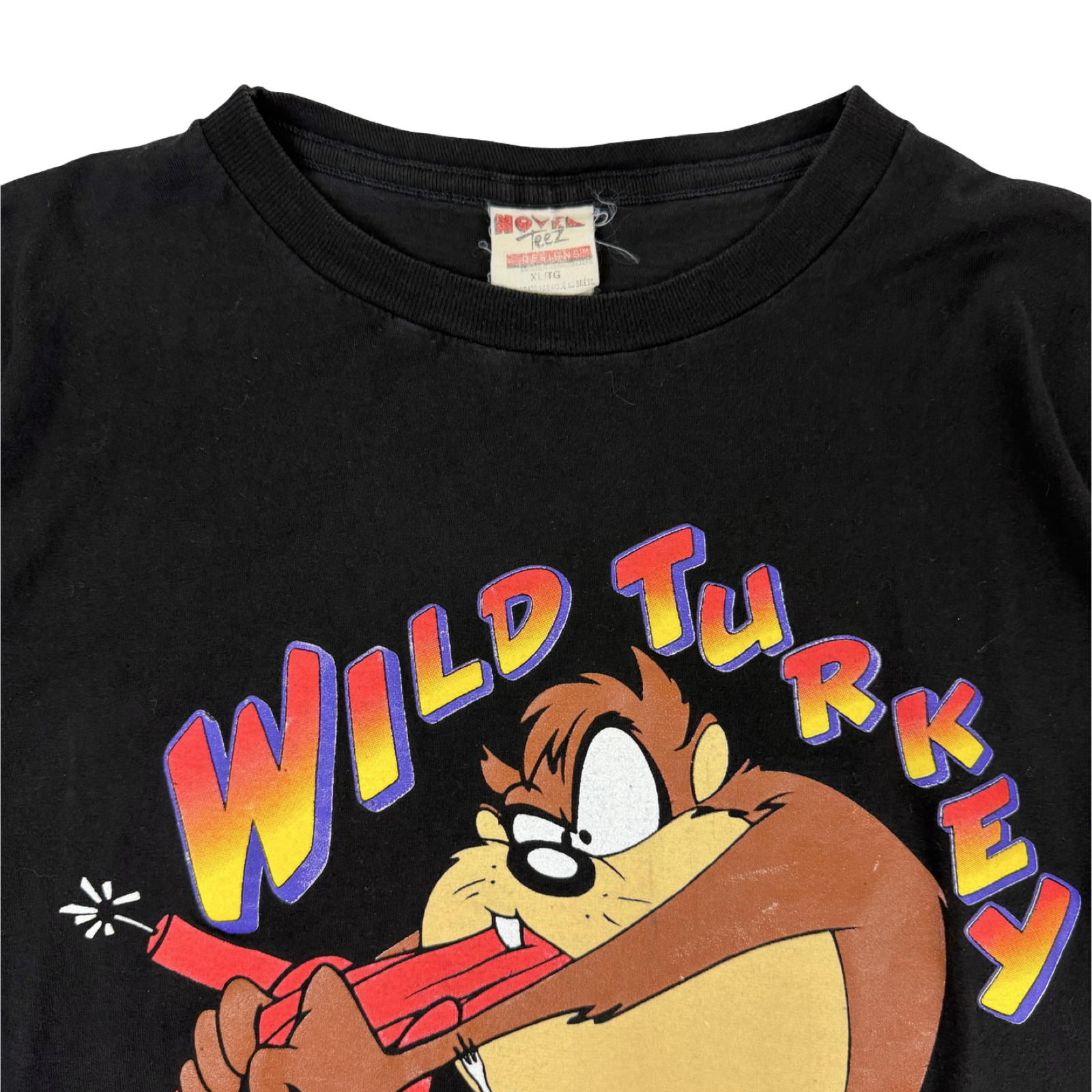 Vintage 1990s Taz Wild Turkey Looney Tunes T-Shirt Black