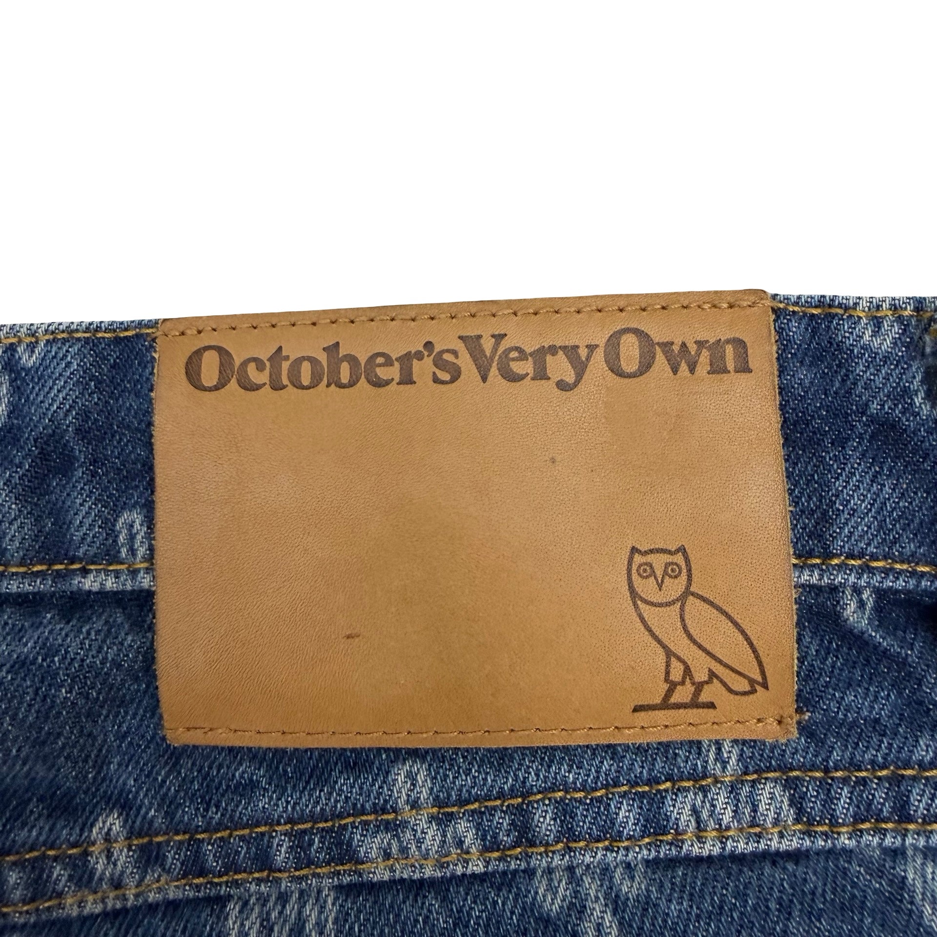 OVO Monogram Laser Etched Relax Fit Denim Jeans Blue
