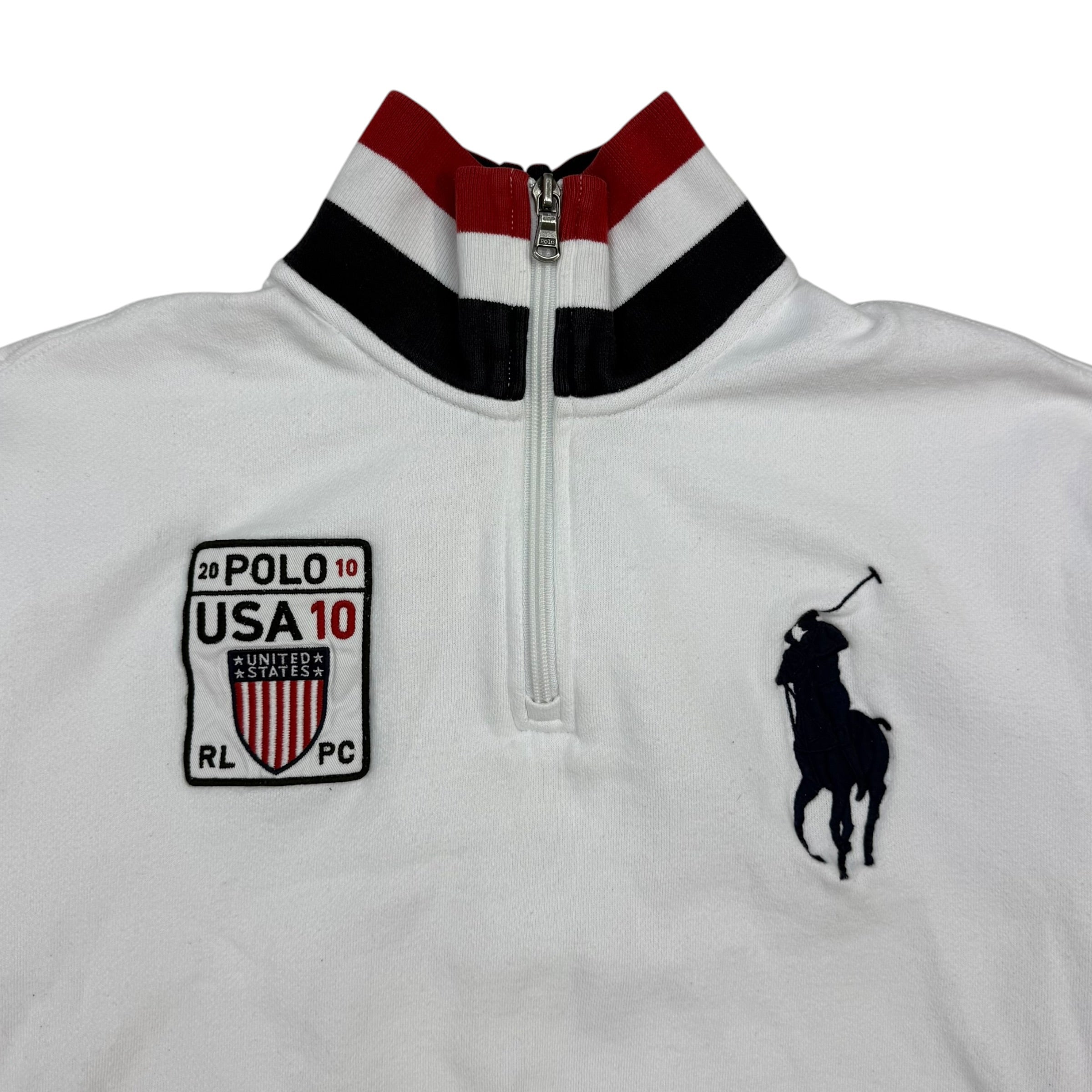 Vintage Polo Ralph Lauren USA Quarter Zip White
