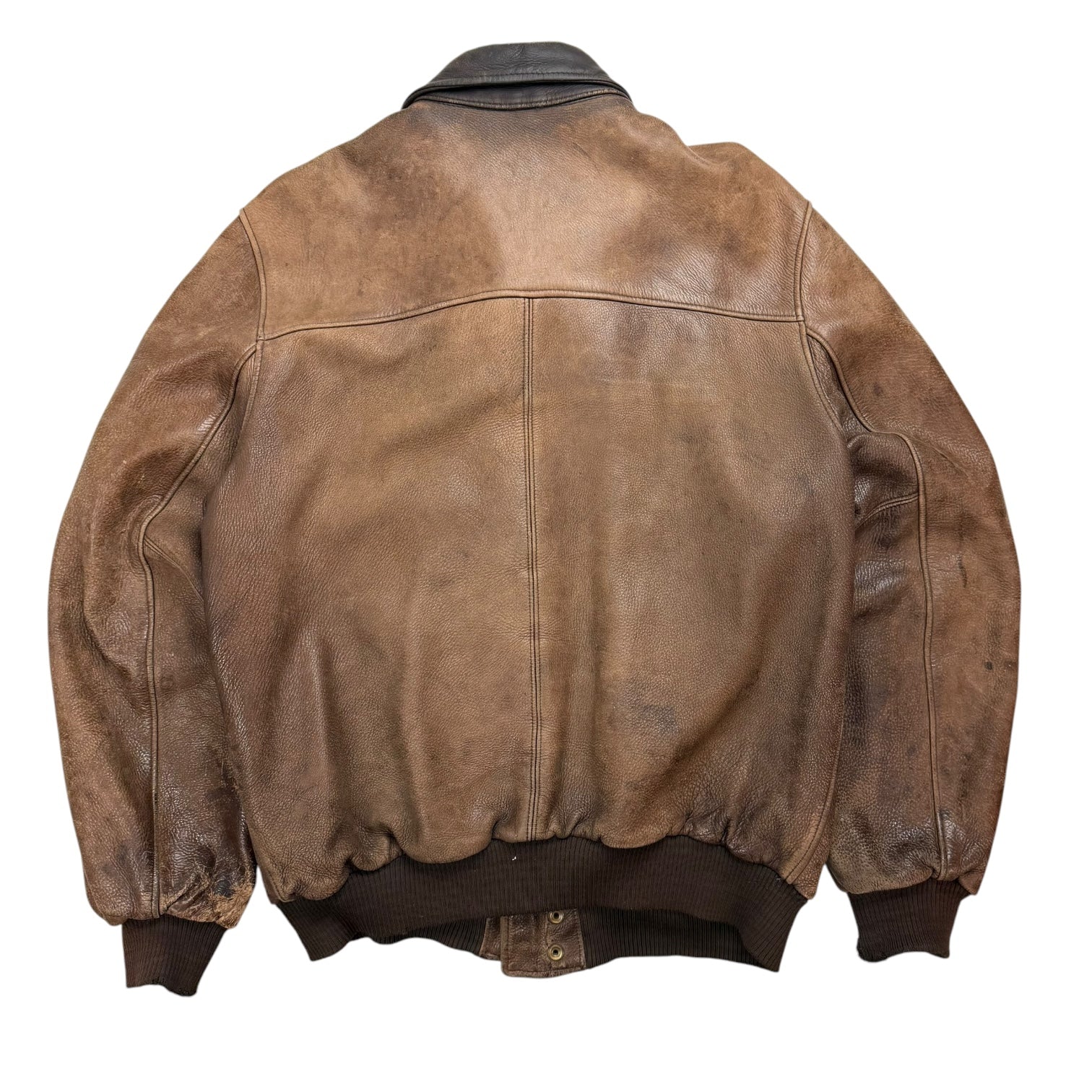 Vintage Roots Leather Bomber Jacket Brown