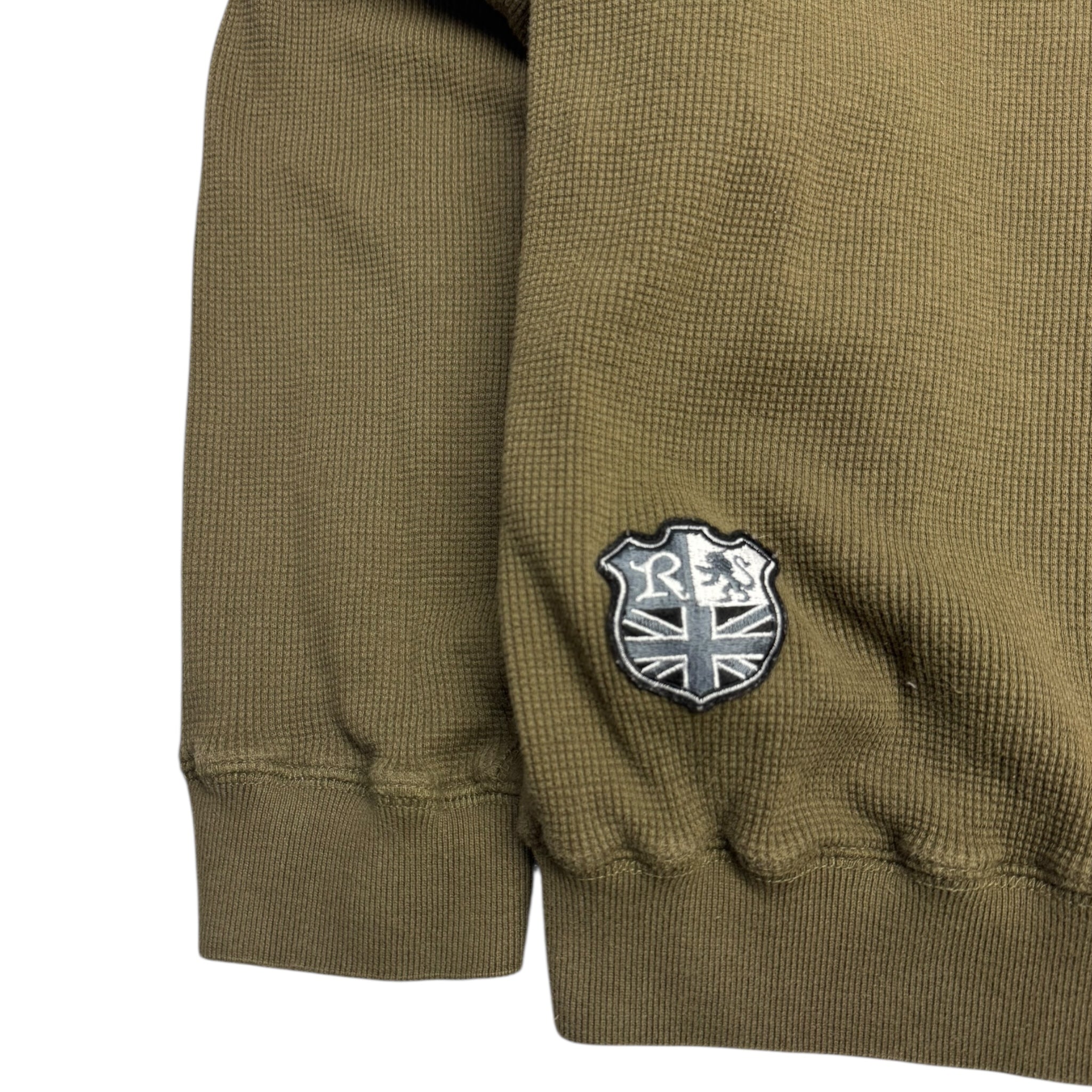 Vintage Y2K Reebok Thermal Zip-Up Hoodie Olive