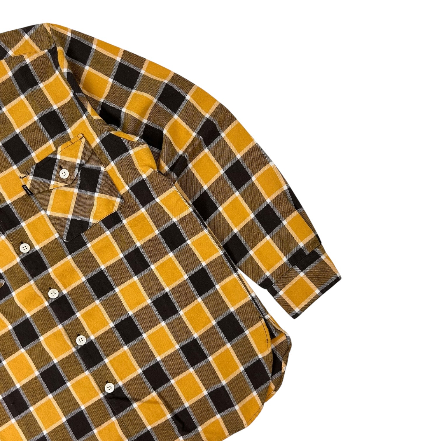 Supreme Flannel Made In Japan Plain Long Sleeve Button Up Shirt Black/Yellow