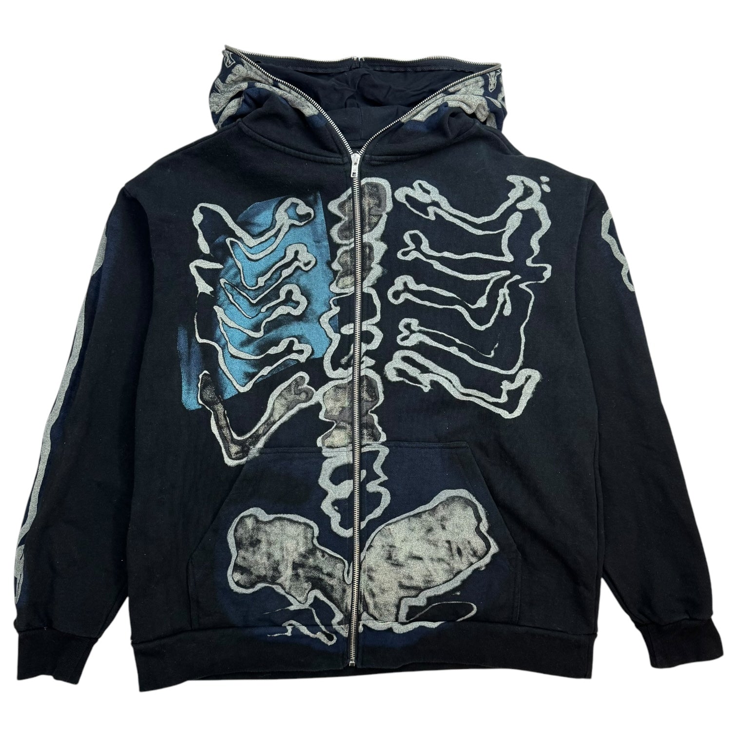 Travis Scott Cactus Jack x Fragment Skeleton Graffiti Full Zip Hoodie Black