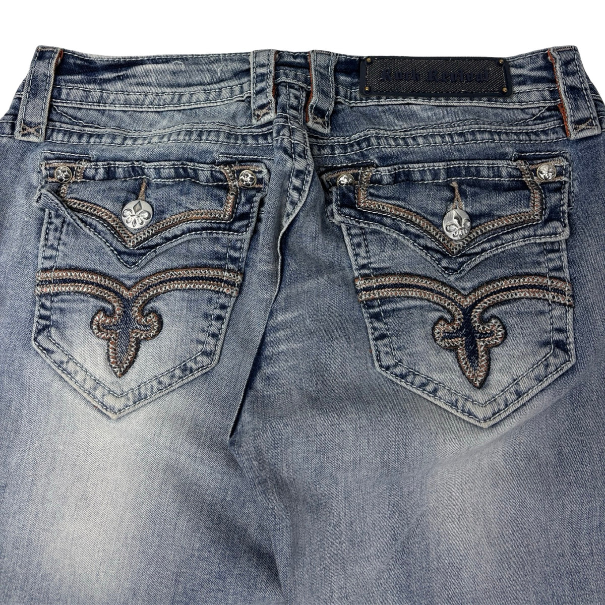 (W) Vintage Y2K Rock Revival Jean Pant Light Wash