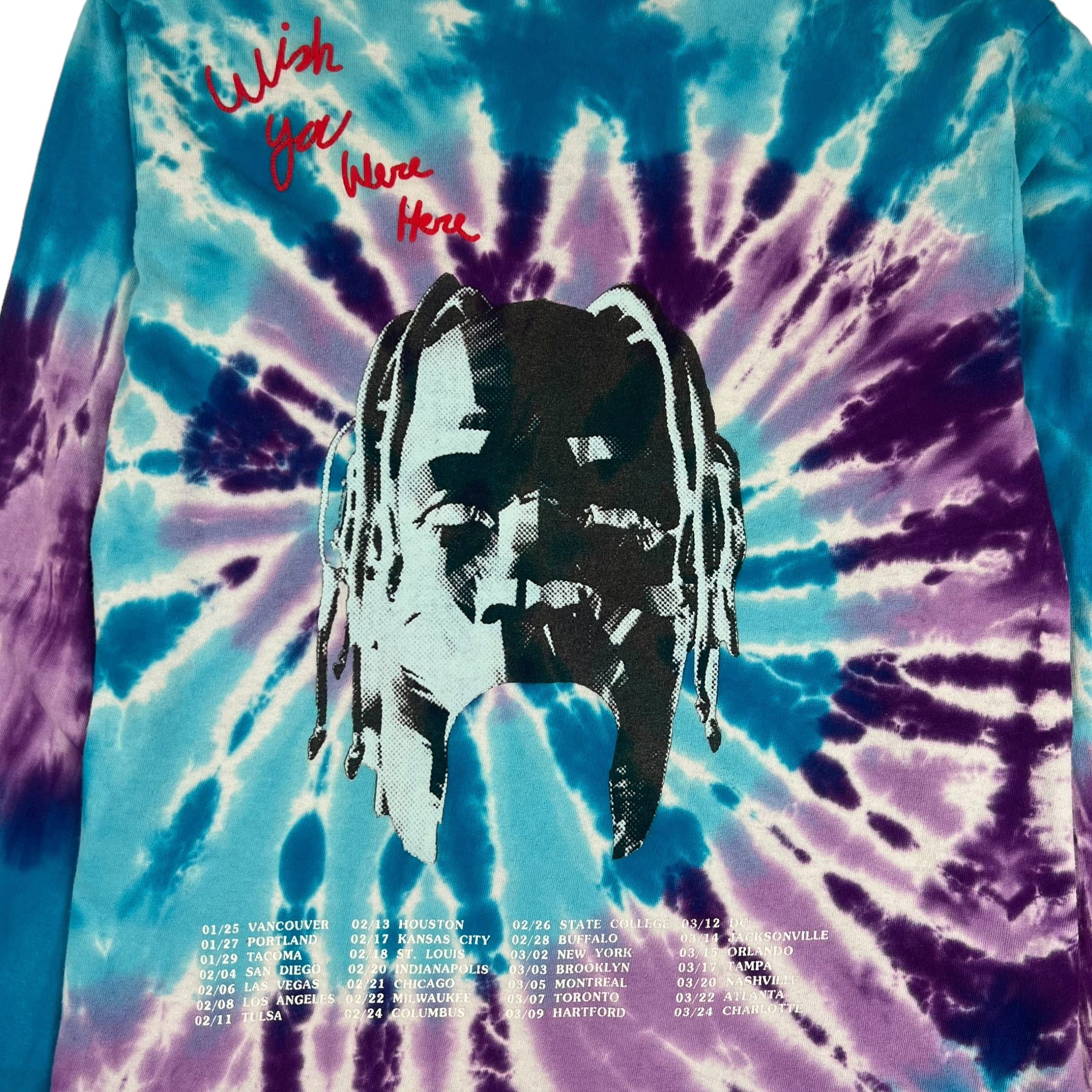 Travis Scott Astroworld Wish You Were Here Tie Dye Longsleeve T Shirt