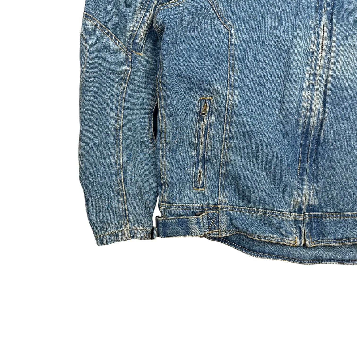 Vintage Cortech Rider Blues Denim Motorcycle Jacket Light Wash