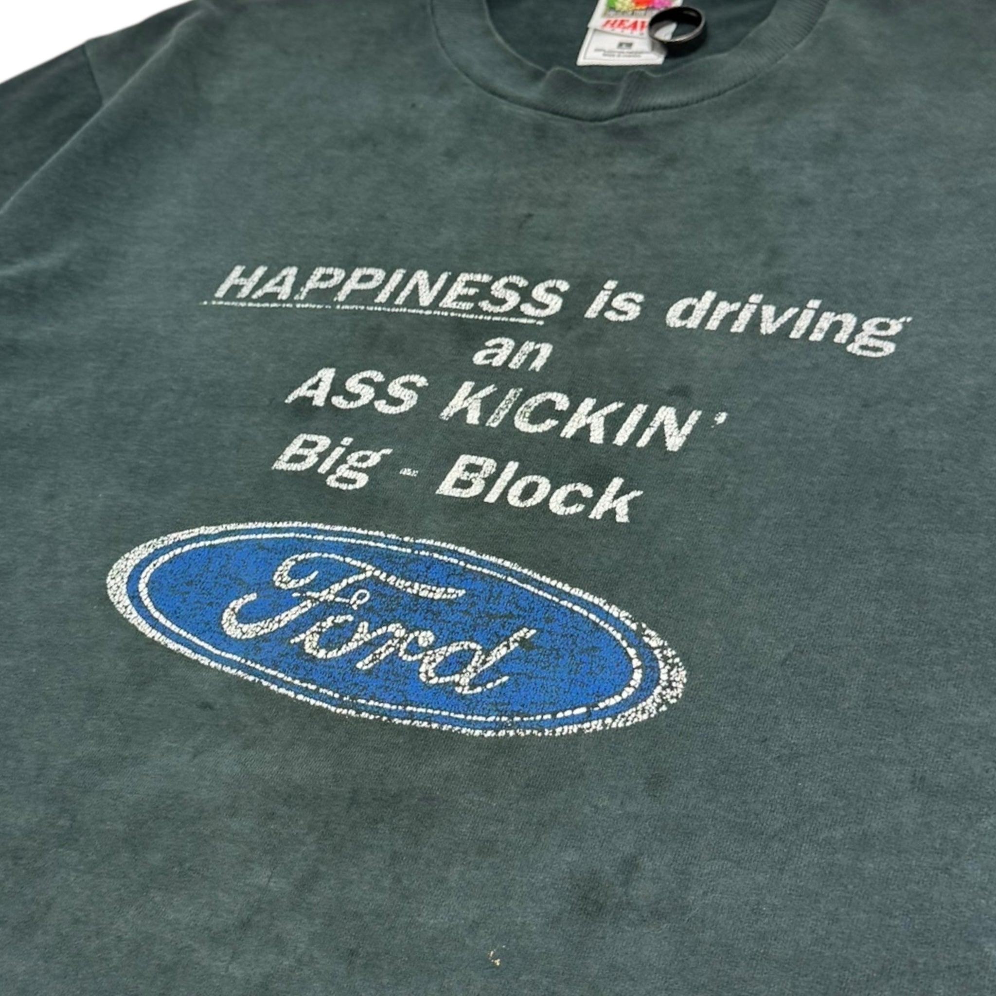 Vintage Distressed Ford “Happiness Is Driving…” T-Shirt Faded Black