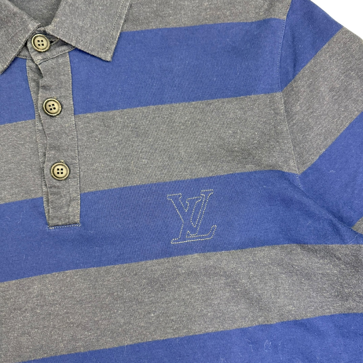Louis Vuitton Stripe Button Up Polo Grey/Blue