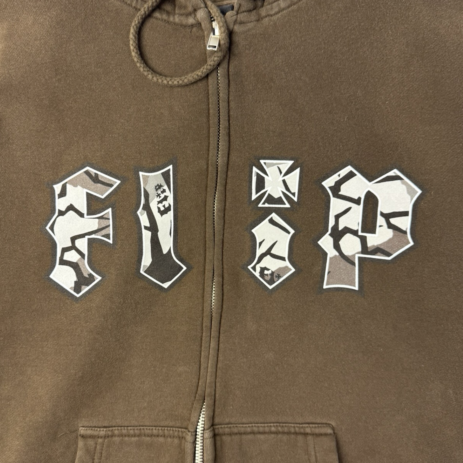 Vintage Flip Skateboards Zip Up Hoodie Brown