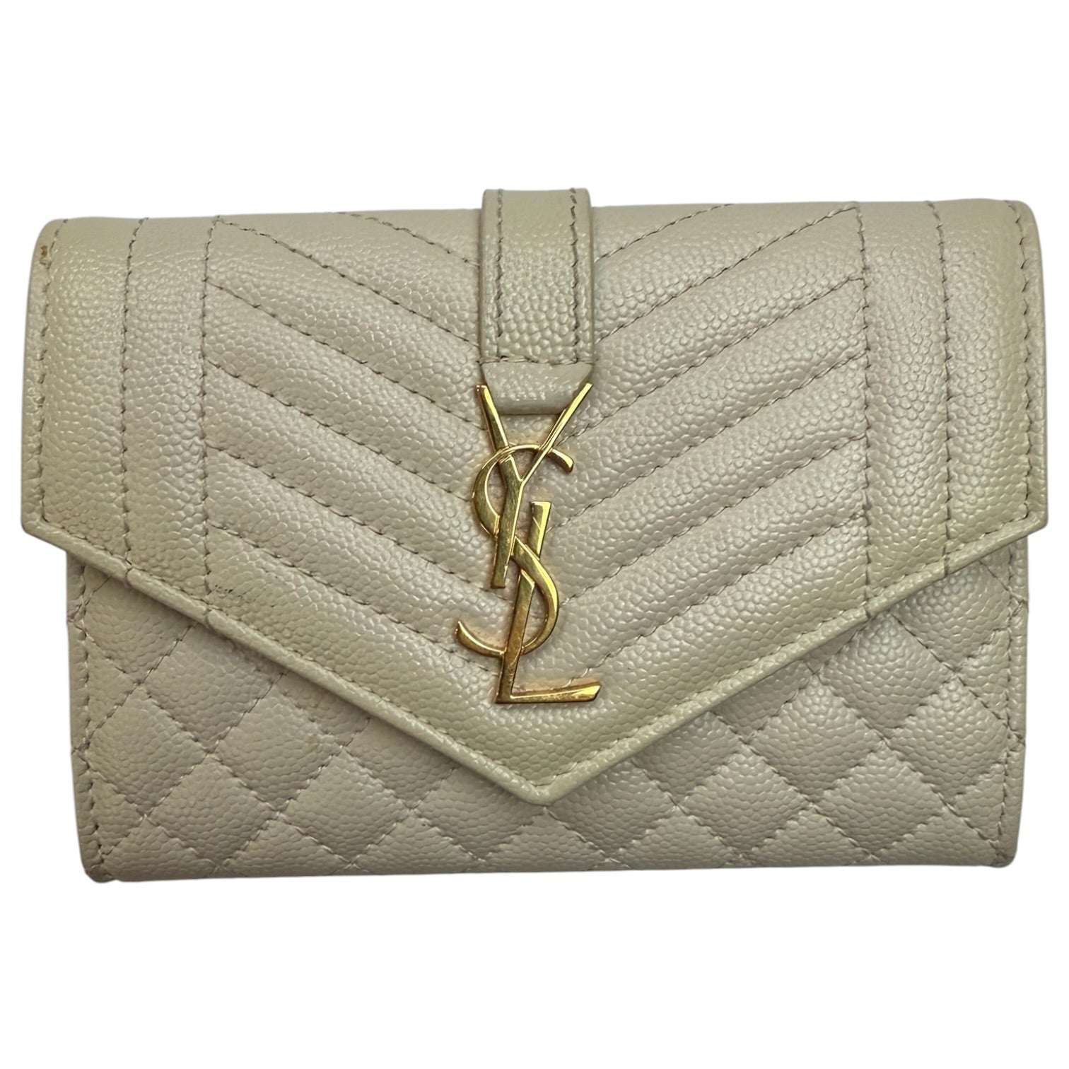 (W) Saint Laurent Envelope Compact Wallet Beige