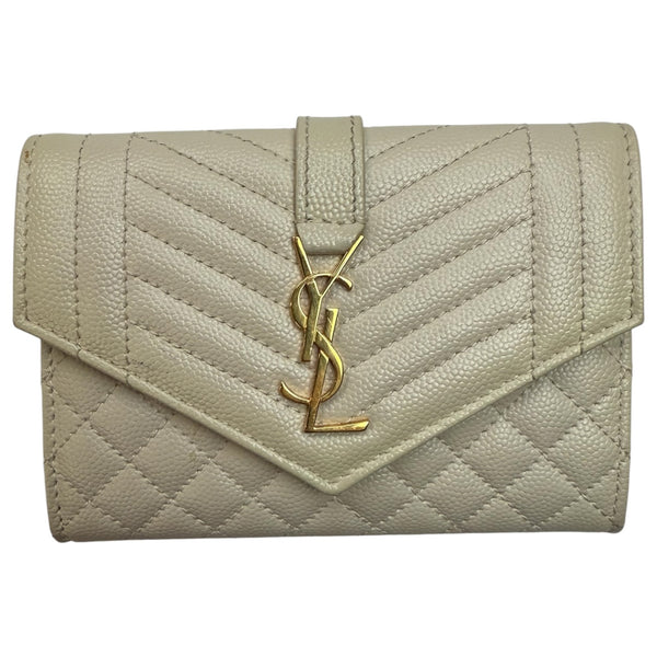 (W) Saint Laurent Envelope Compact Wallet Beige