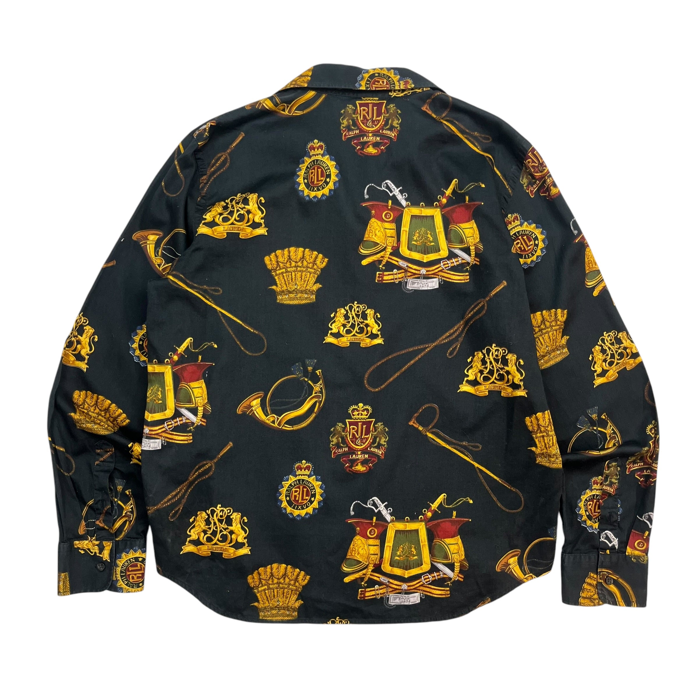 (W) Vintage Lauren Ralph Lauren Crest Button Up Shirt Black