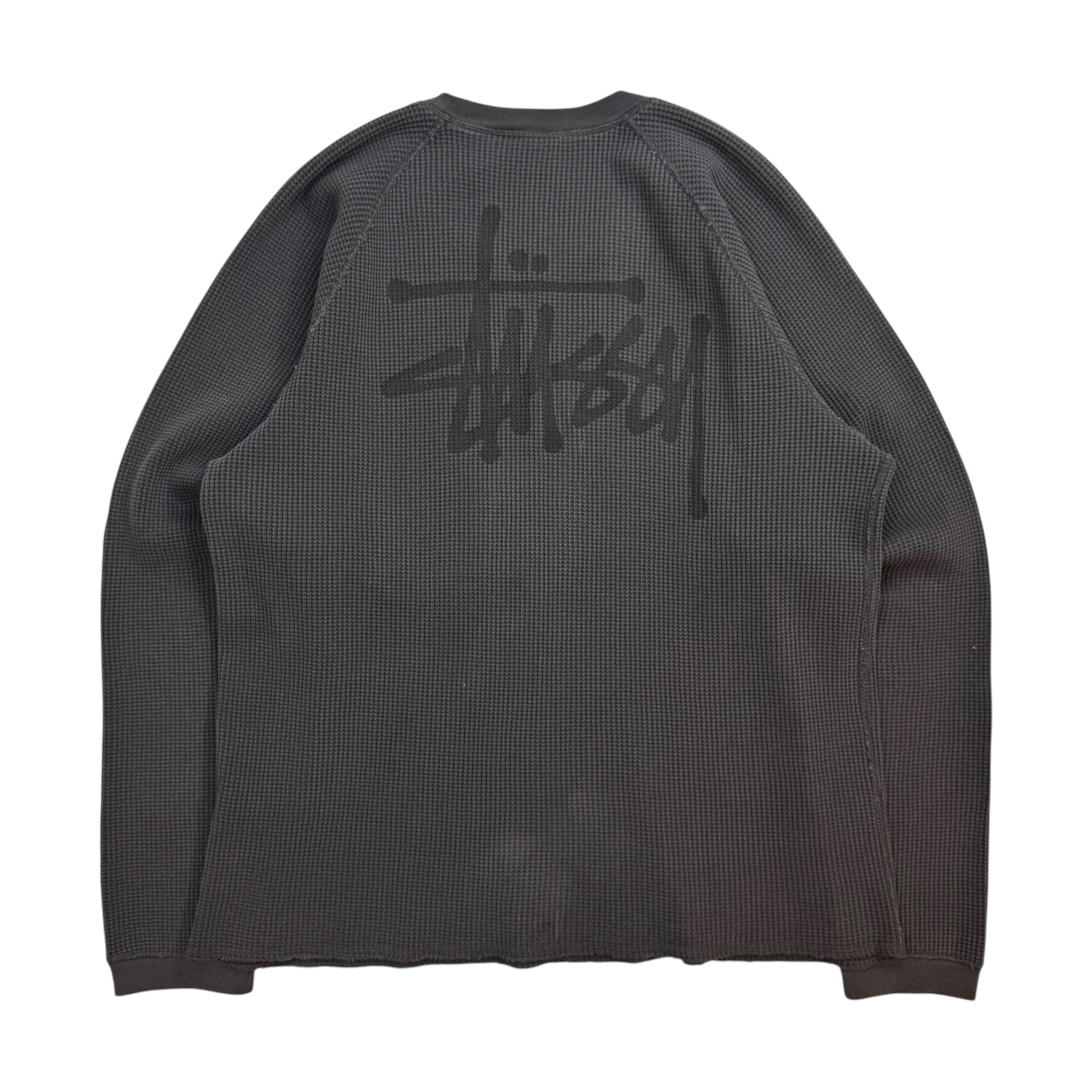 Stussy Raglan Thermal L/S Crewneck Washed Black