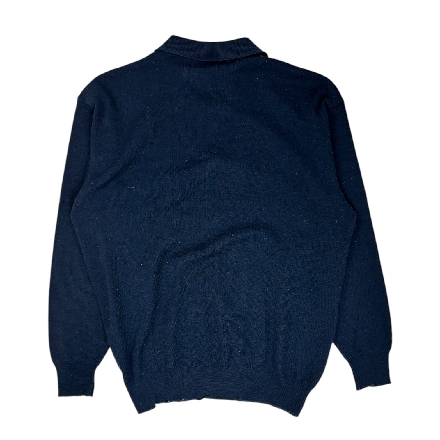 Vintage V-Neck Collared Knit Sweater Navy