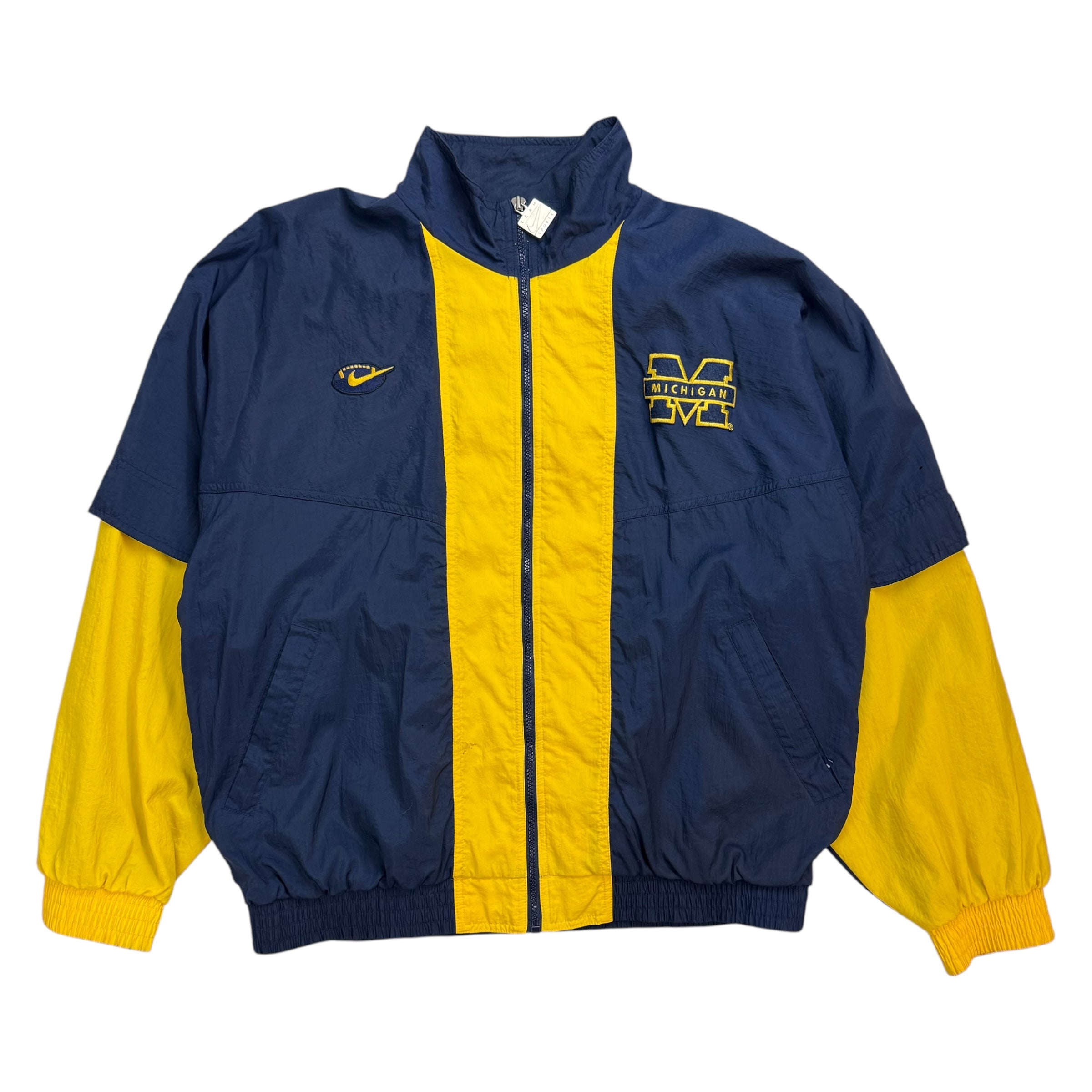 Vintage Nike Michigan Wolverines Football Windbreaker Blue/Yellow