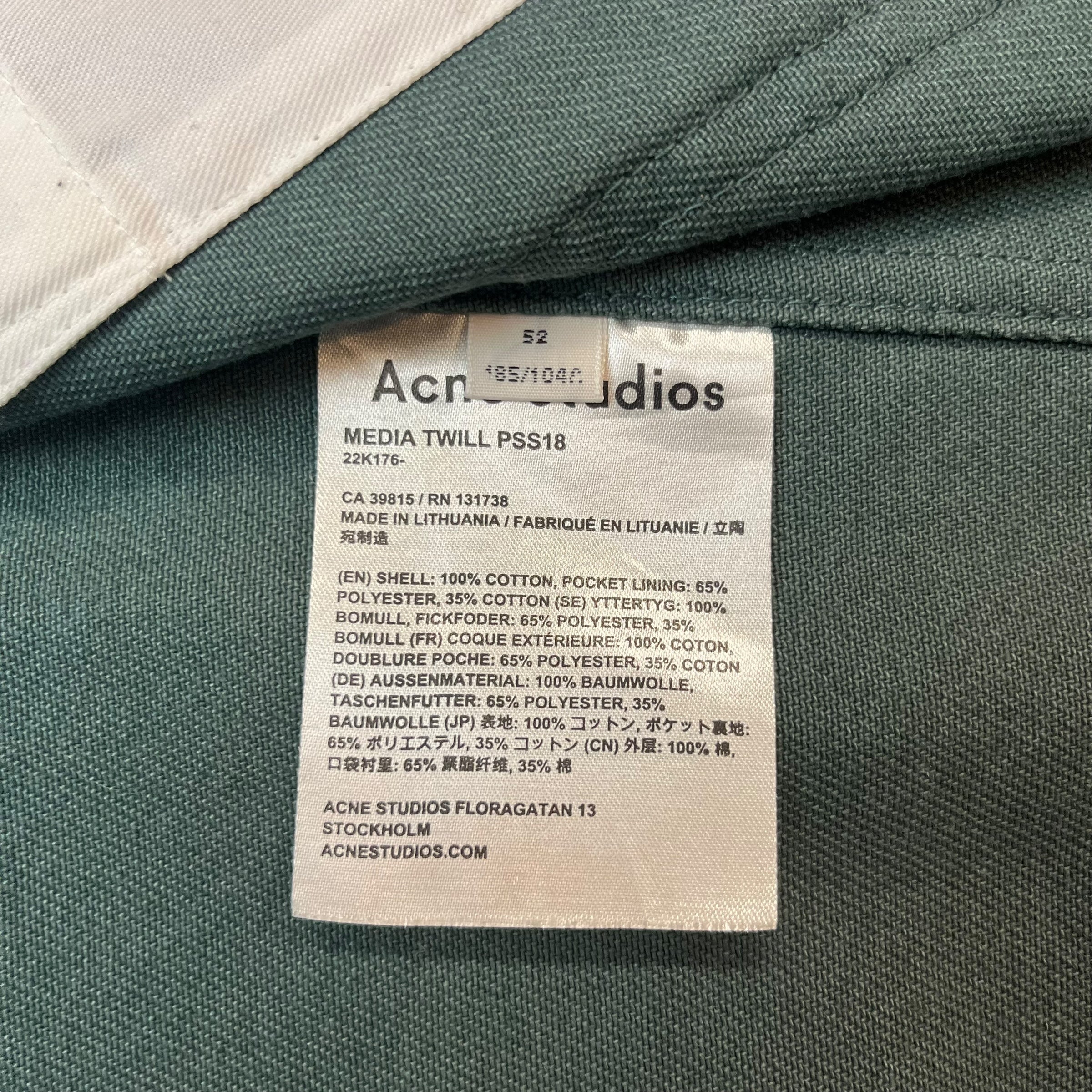 Acne Studios Button Down Twill Overshirt Dark Green