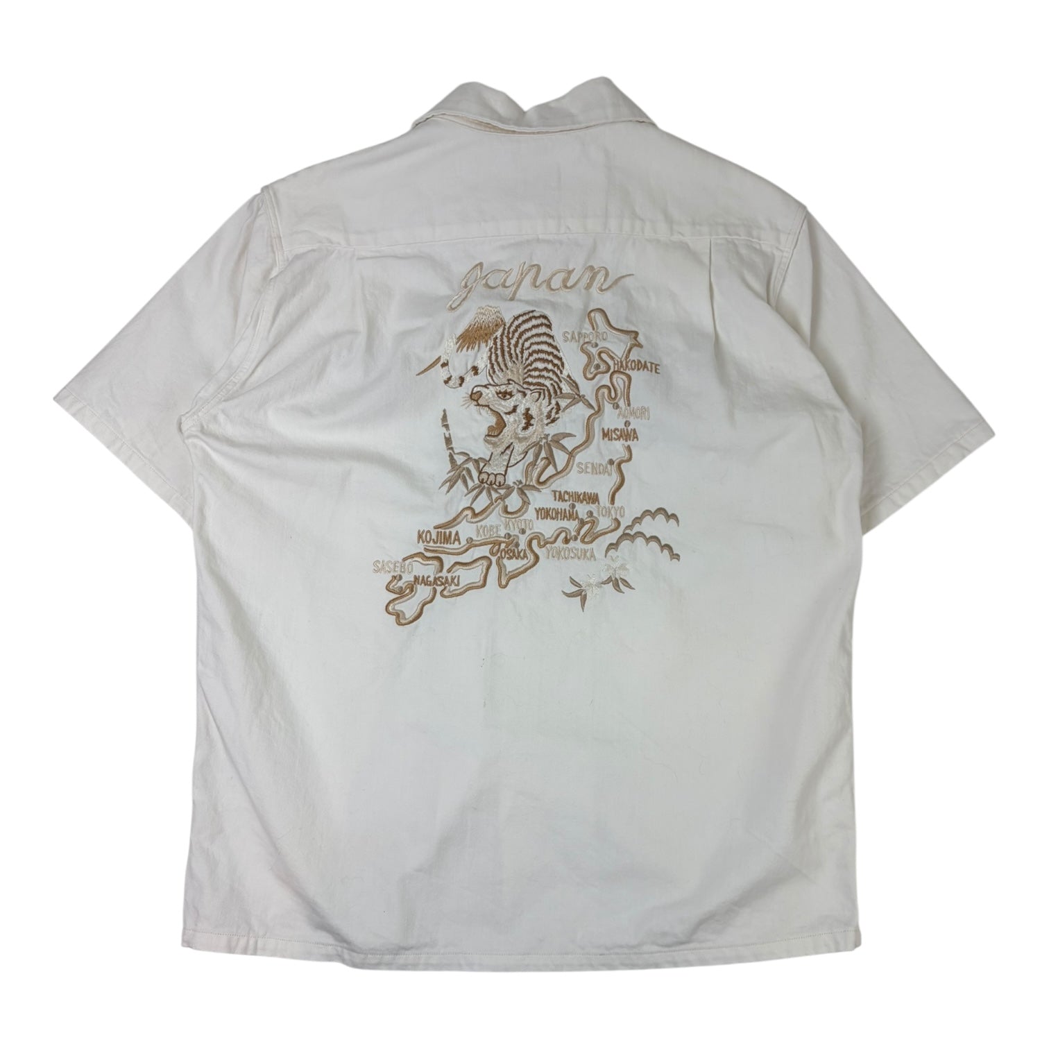 Momotaro Jeans Sukajan Button Up Shirt White