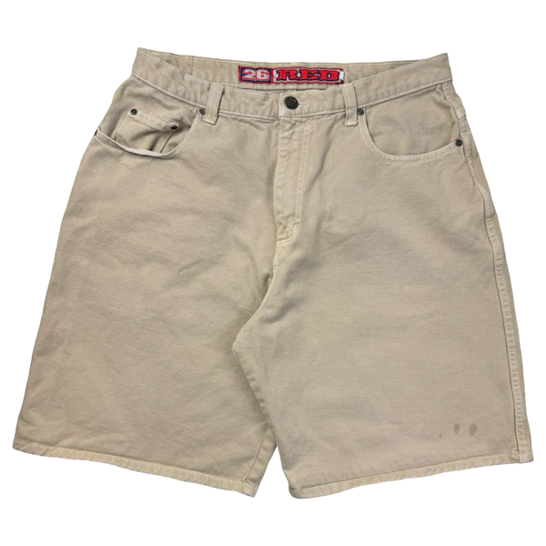 Vintage Y2K 26Red Beige Canvas Shorts