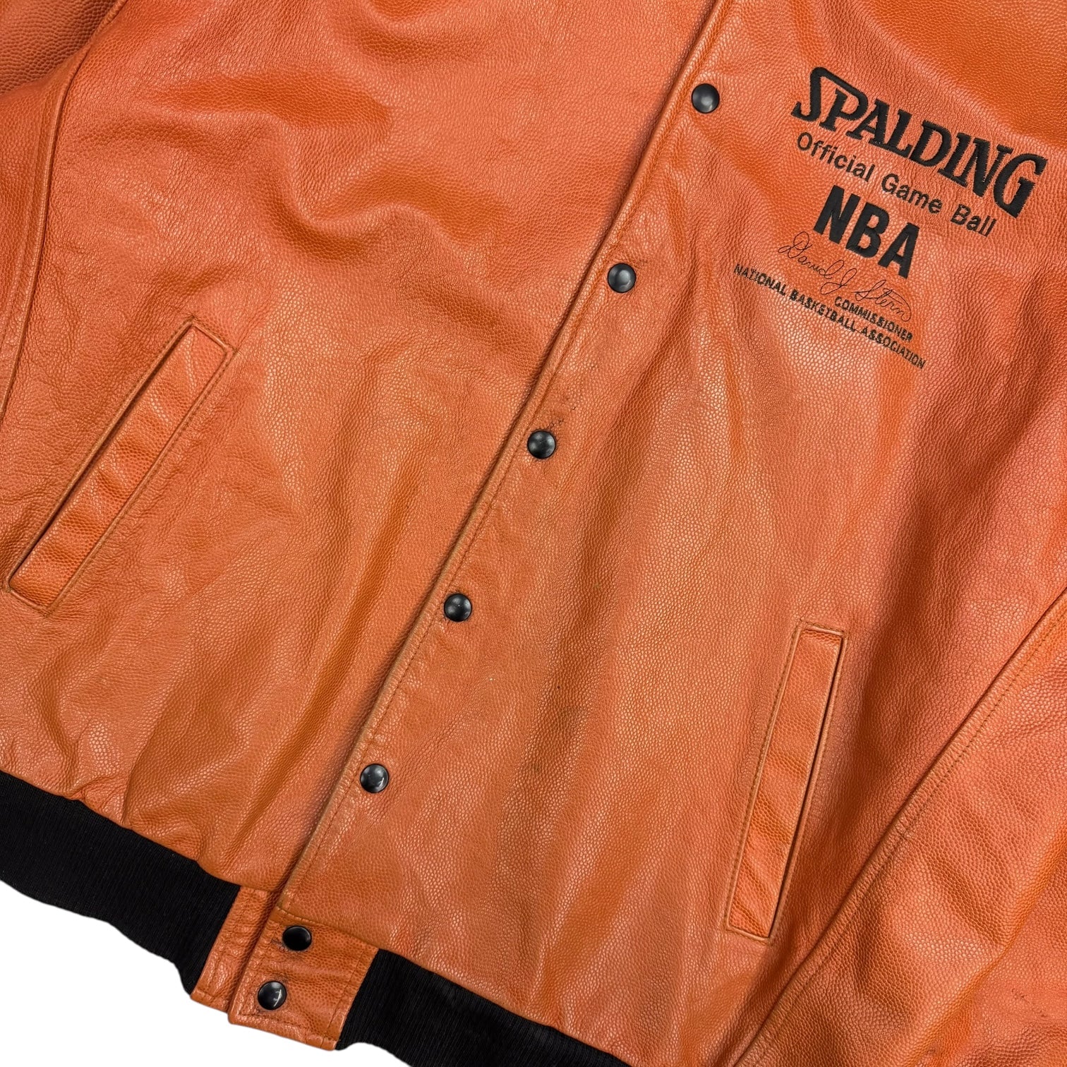 Vintage Spalding Official Game Ball NBA Basketball Leather Jacket Brown