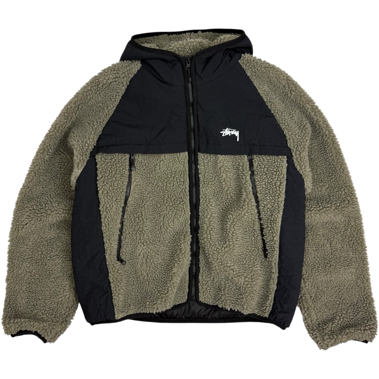 Stussy Sherpa Paneled Hooded Jacket Olive/Black