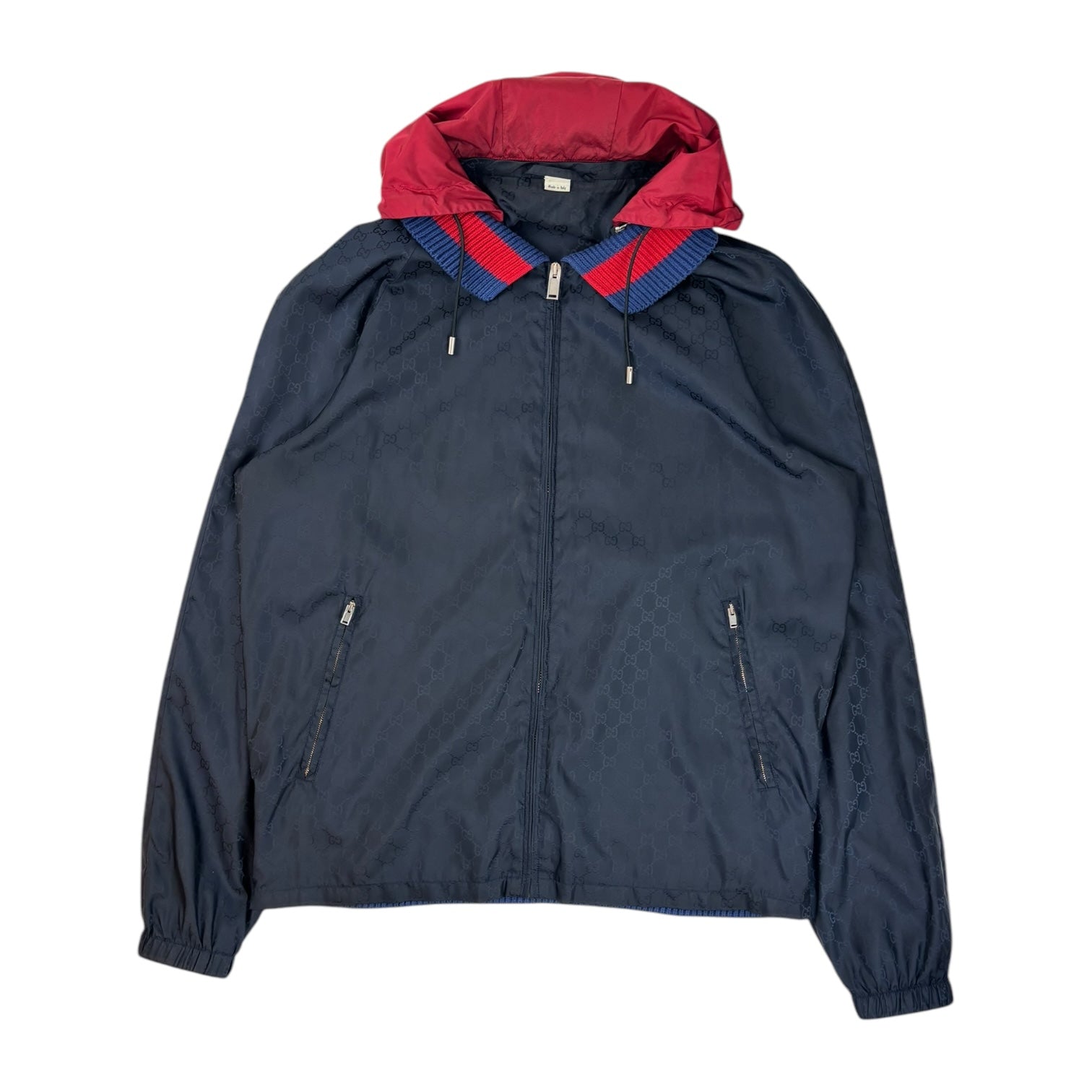 Gucci GG Jaquard Nylon Windbreaker Jacket Navy