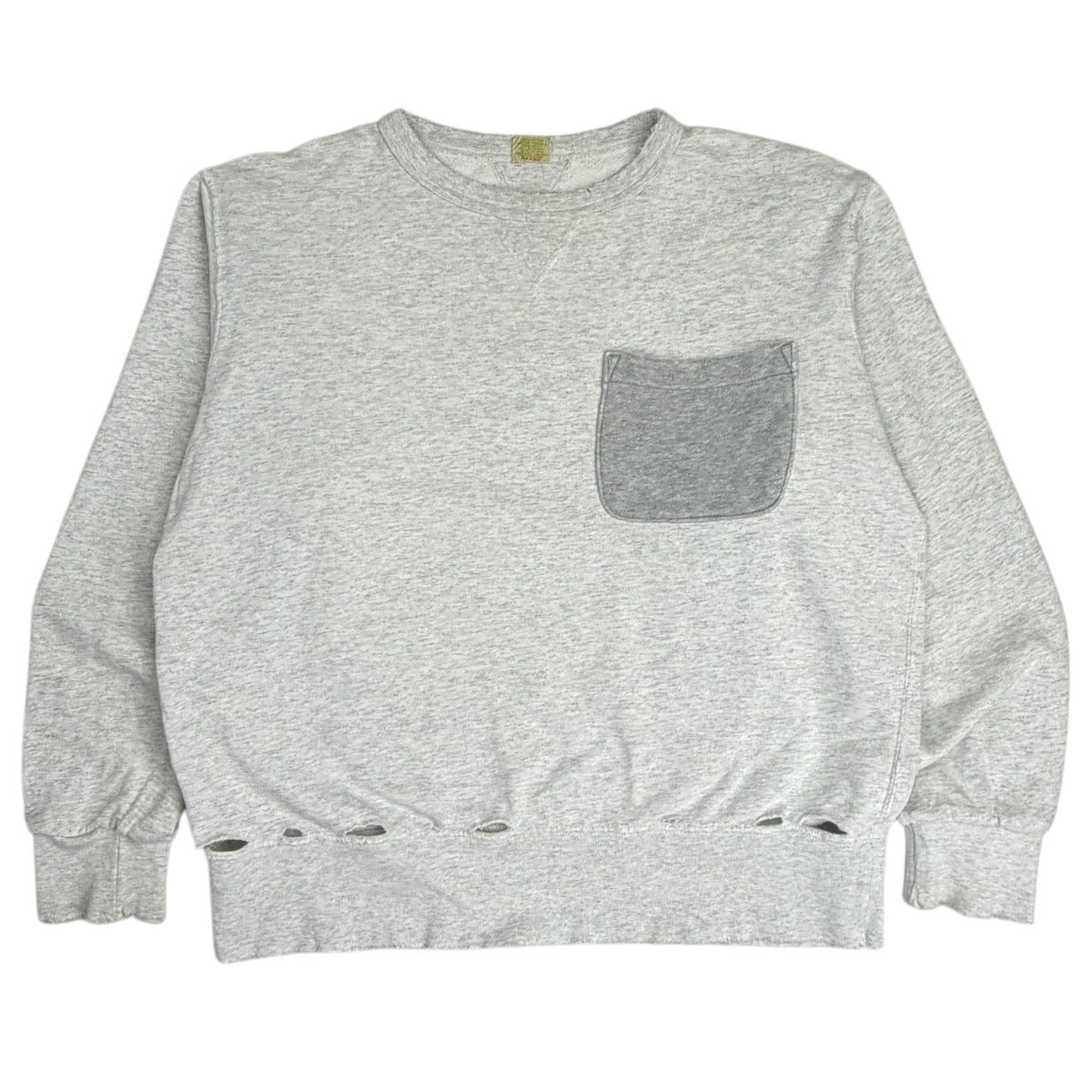 Runabout Goods Distressed Pocket Crewneck Grey
