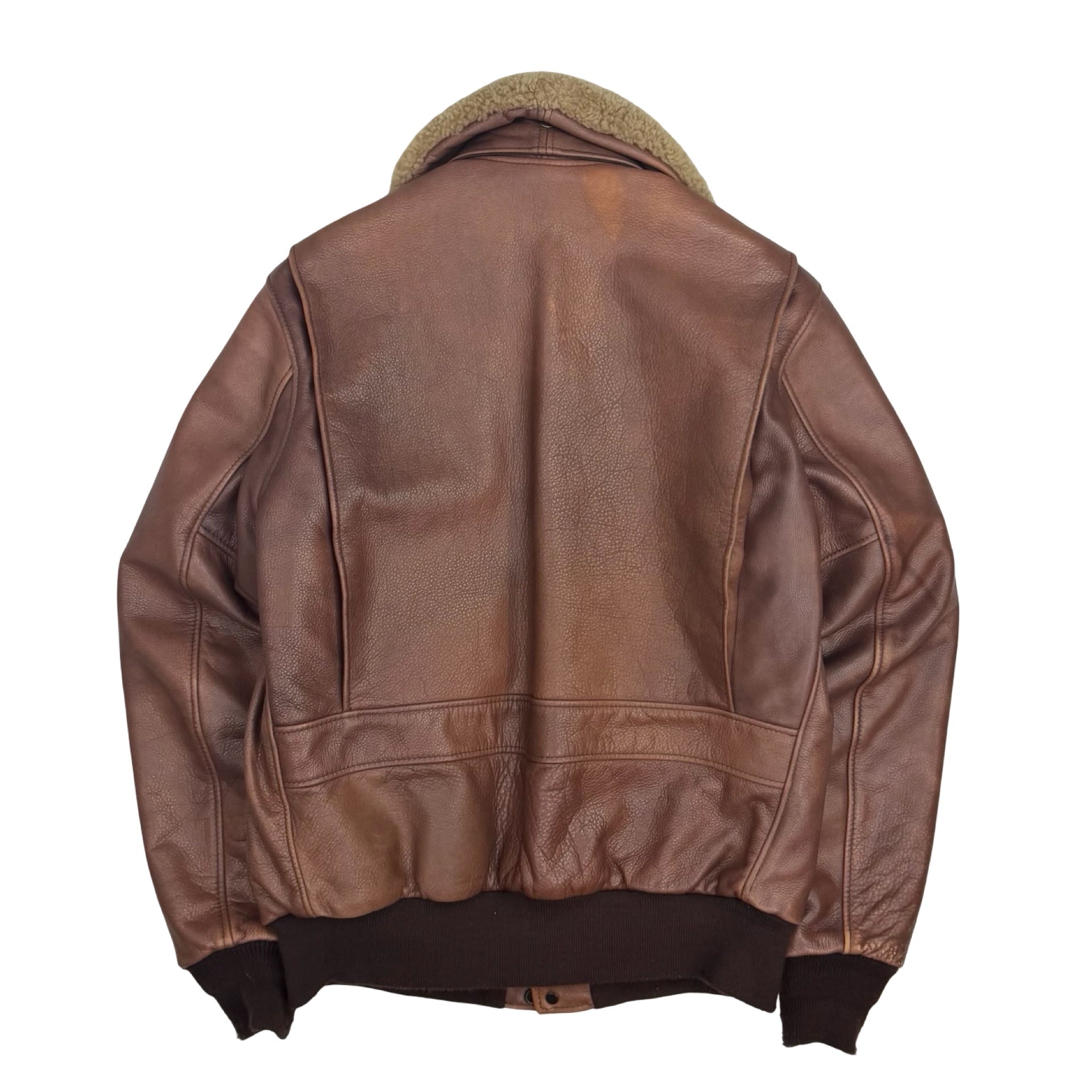 Schott Naked Buffalo Leather Flight Bomber Jacket Brown