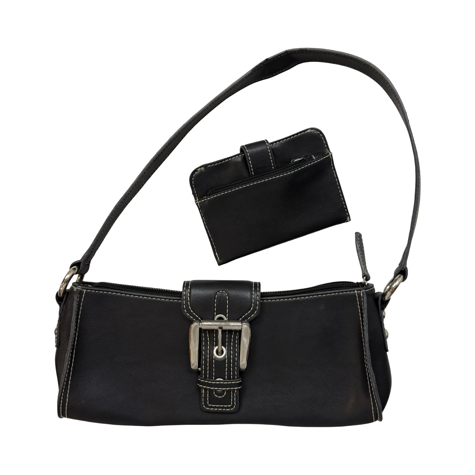 (W) Vintage Nine West Shoulder Bag And Coin Pouch Black