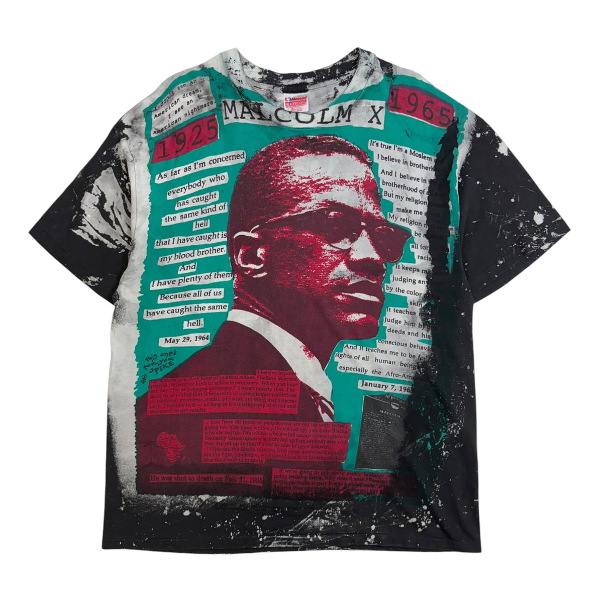 Vintage 1991 Mosquitohead Malcolm X T-shirt Black