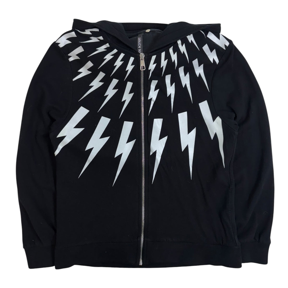 Neil Barrett Fairisle Thunderbolt Zip-Up Hoodie Black