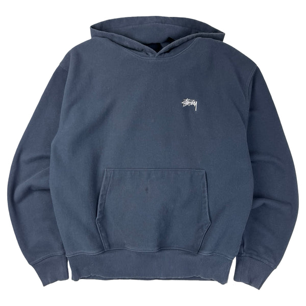 Stussy Pocket Script Basic Hoodie Blue