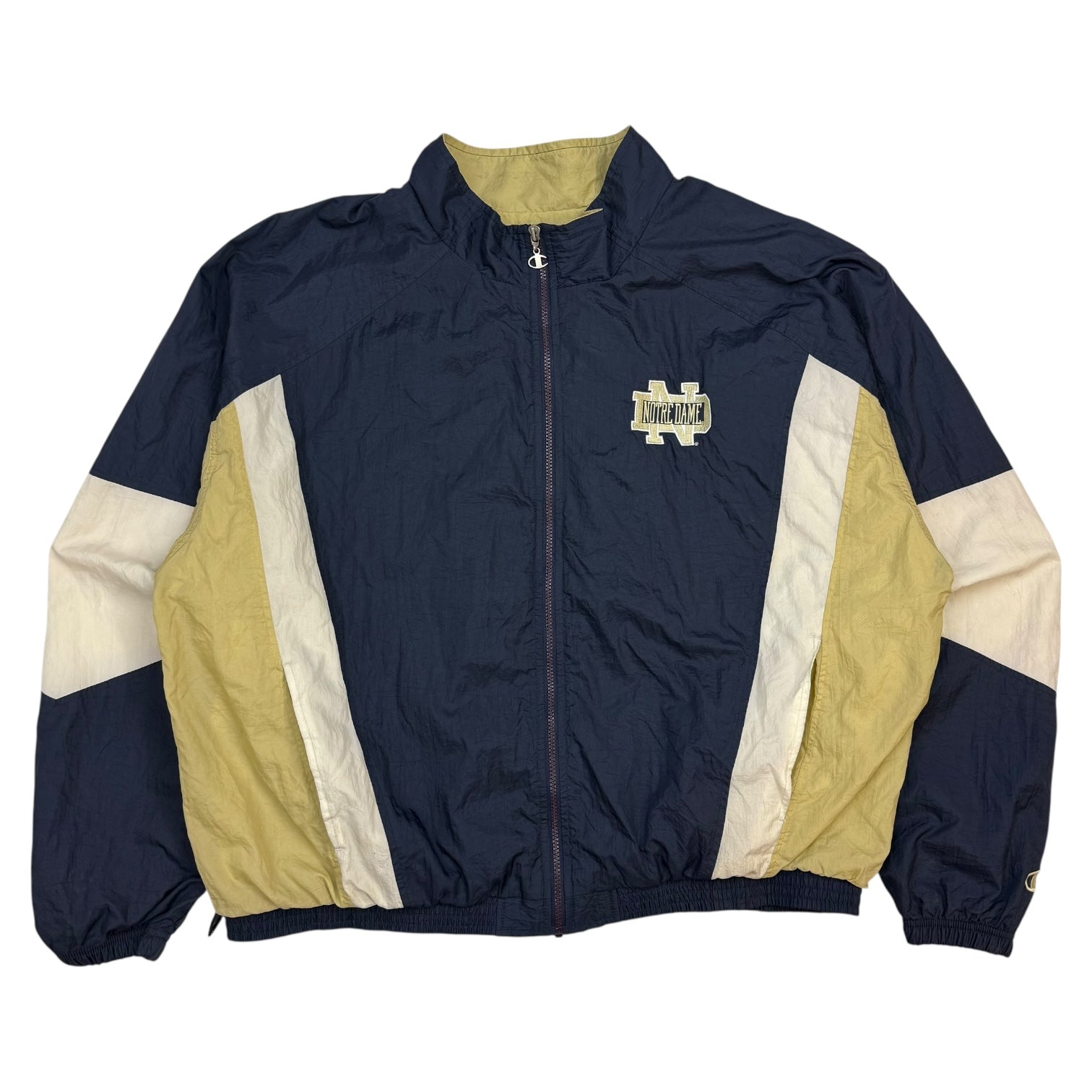 Vintage Champion University Of Notre Dame Windbreaker Jacket Blue/Gold