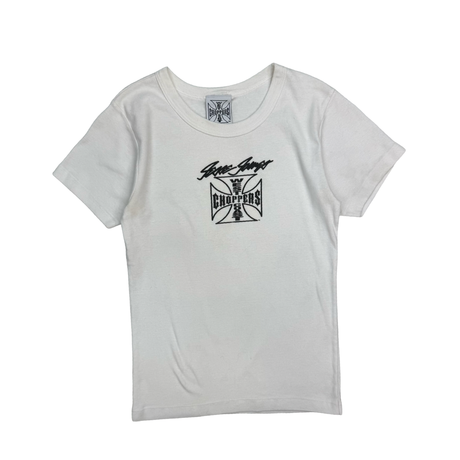 (W) Vintage West Coast Choppers Jesse James Baby Tee White