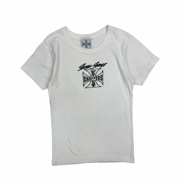 (W) Vintage West Coast Choppers Jesse James Baby Tee White