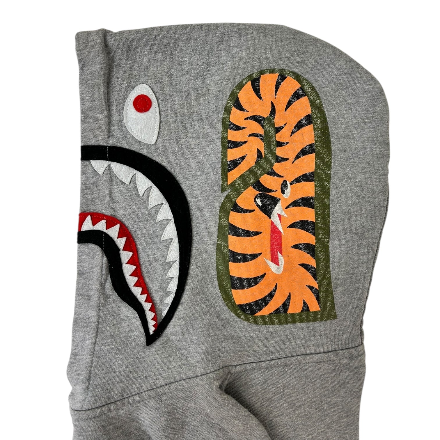 Bape Shark Sweat Varsity Hoodie Jacket Grey/White