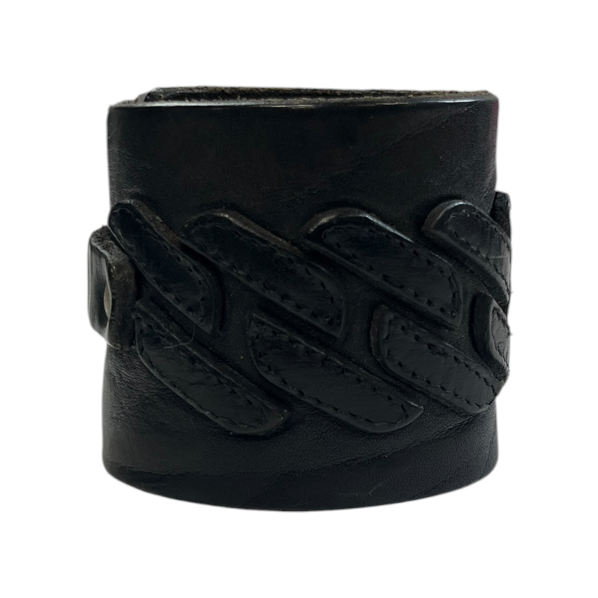 Interlocking Wide Leather Buckle Cuff Bracelet