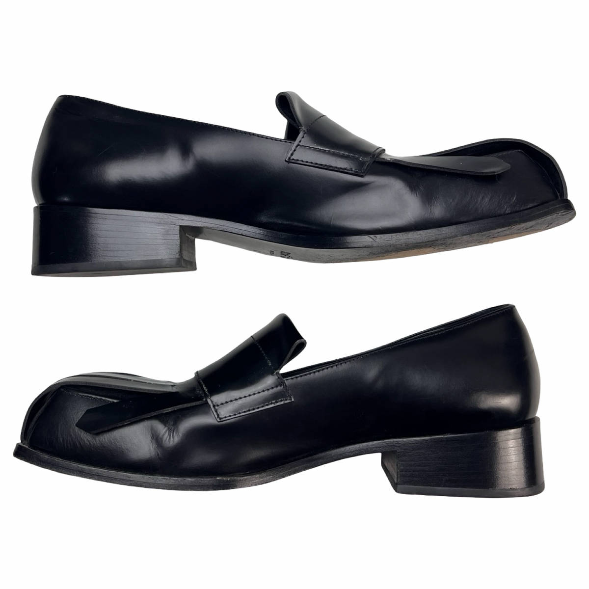 Raf Simons Fringed Glossed Leather Loafers (Used)
