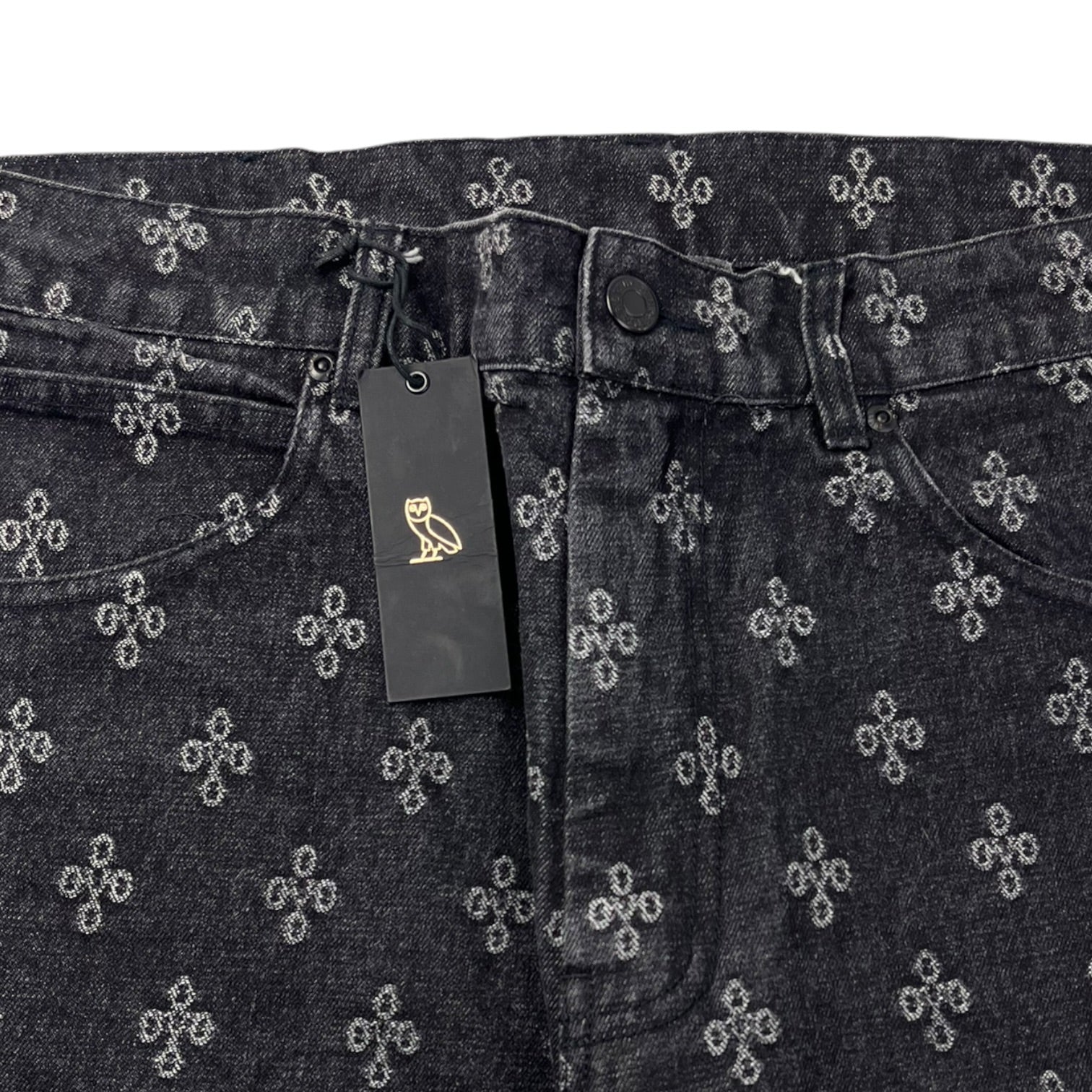 OVO Pom Pom Denim Shorts Washed Black